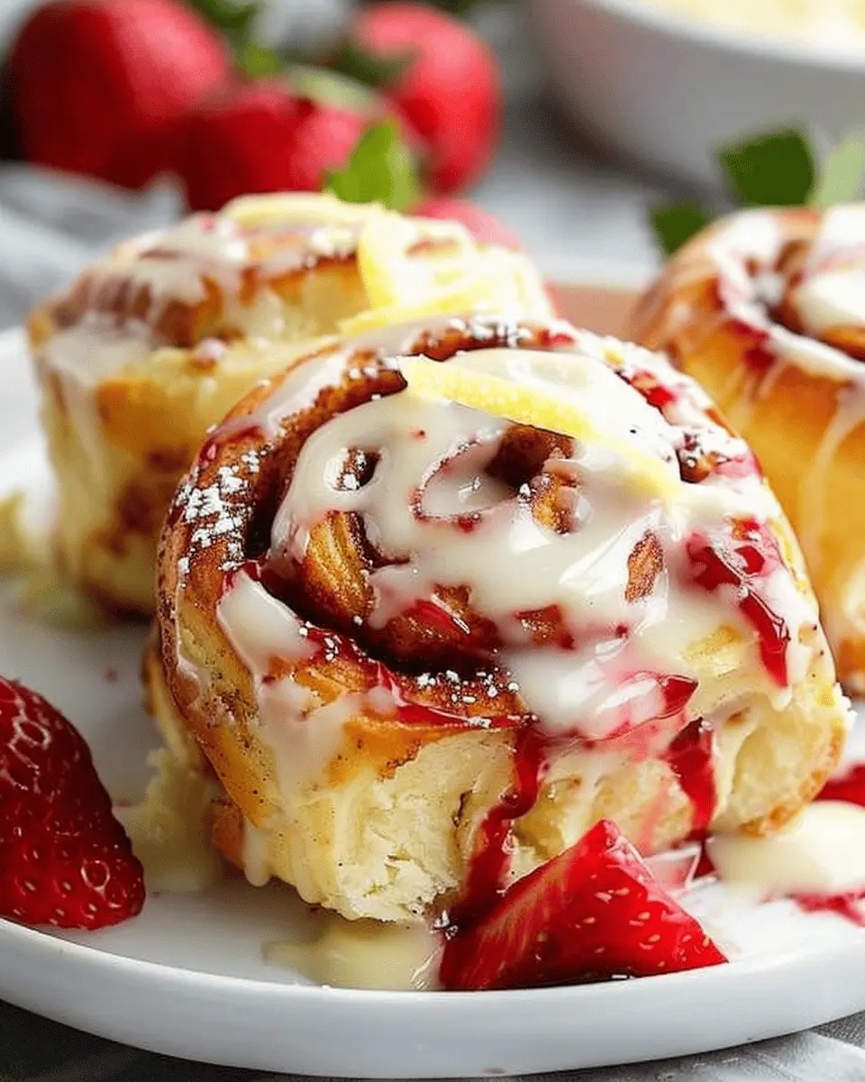 Strawberry Cinnamon Rolls: Indulgent Treat with Lemon Cream Cheese Glaze