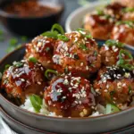 Sweet & Spicy Sesame Chicken Meatballs with Rice Bowls Recipe