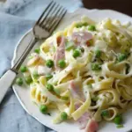 Creamy Pasta with Leeks, Peas & Ham