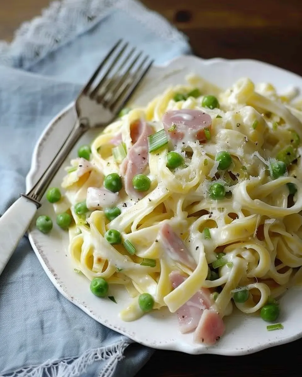 Creamy Pasta with Leeks, Peas &amp; Chicken Ham: A Delicious Twist