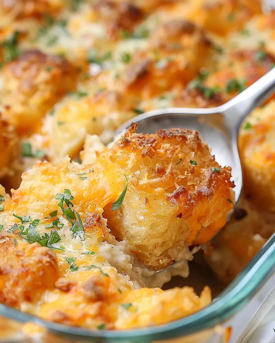 Air Fryer Tater Tot Casserole with Turkey Bacon and Chicken Ham