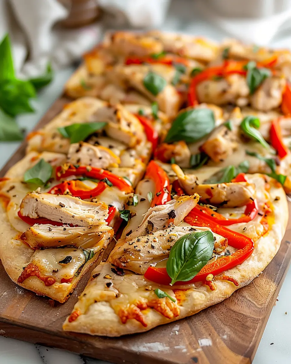 Chicken and Roasted Red Pepper Flatbread: Easy and Flavorful Delight