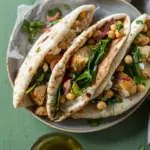 Spinach, Chickpea, and Chicken Pitas