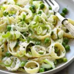 Creamy Pasta with Leeks, Peas and Parmesan