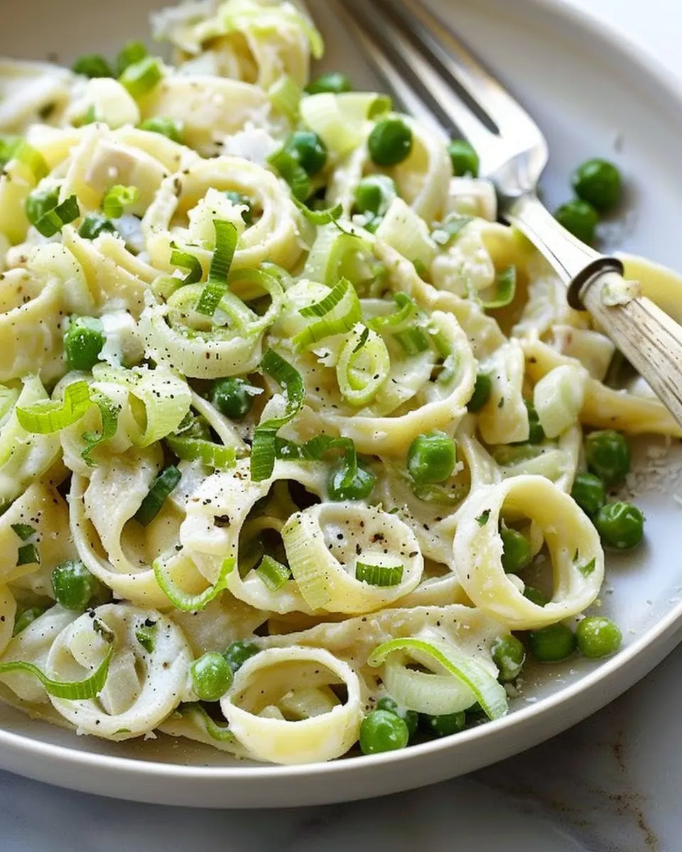 Creamy Pasta with Leeks, Peas and Parmesan: A Cozy, Comforting Dish