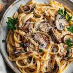 Caramelized Leek and Mushroom Gruyere Pasta
