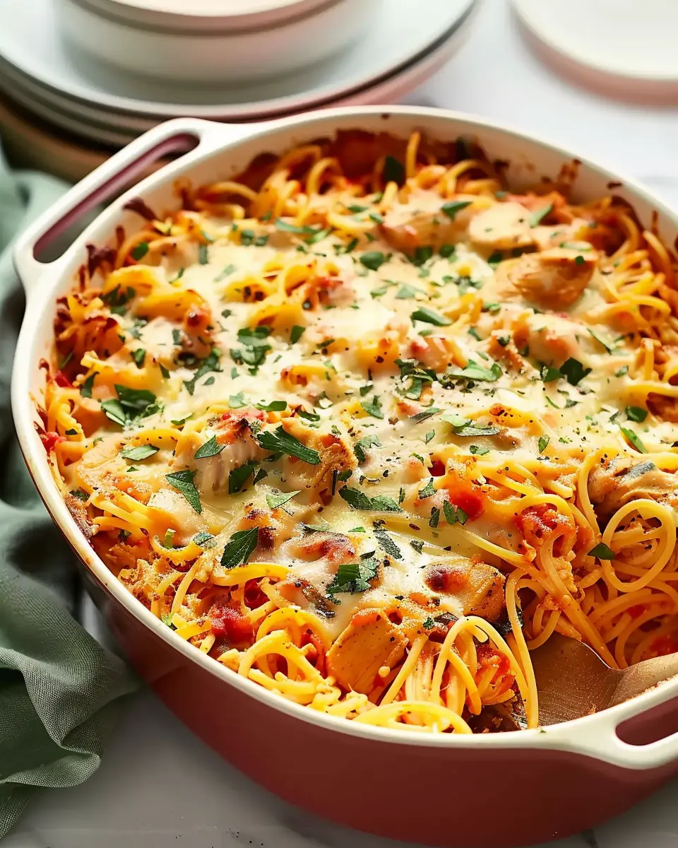 Chicken Spaghetti Casserole: Easy Comfort Food with Turkey Bacon
