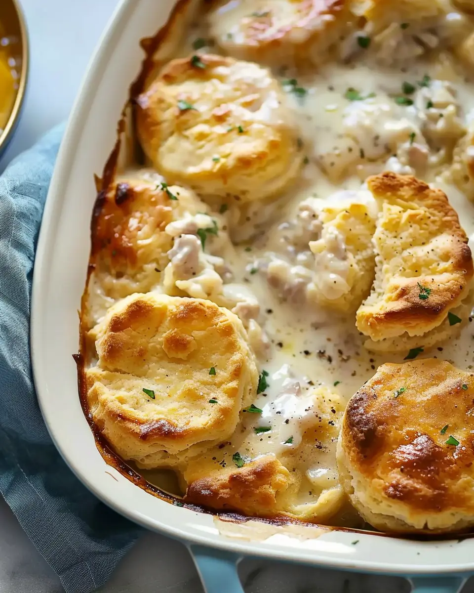 Biscuits and gravy casserole: An indulgent twist with turkey bacon
