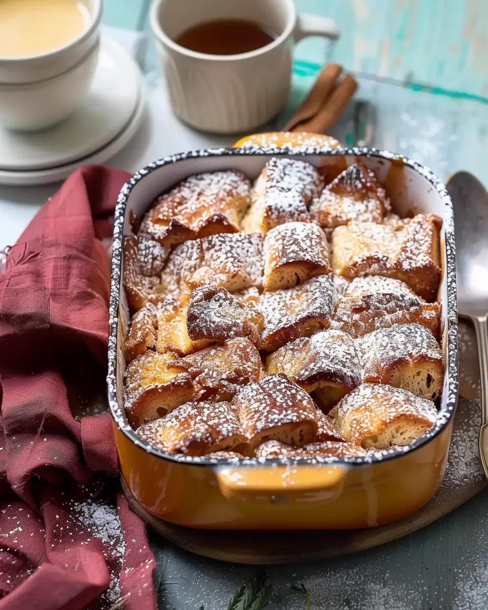 Overnight Eggnog French Toast Casserole with Turkey Bacon Delight