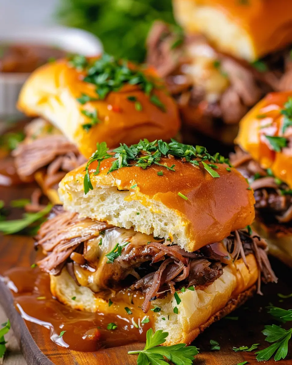 Easy French Dip Sliders: Juicy Turkey Bacon &amp; Chicken Ham Delight