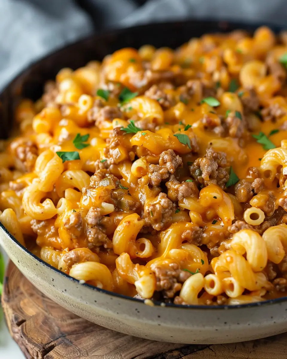 One-Pot Cheeseburger Macaroni: Easy Comfort Food with Turkey Bacon