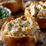Chicken Alfredo Garlic Bread Bowls