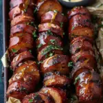 Mustard Hasselback Kielbasa Bites