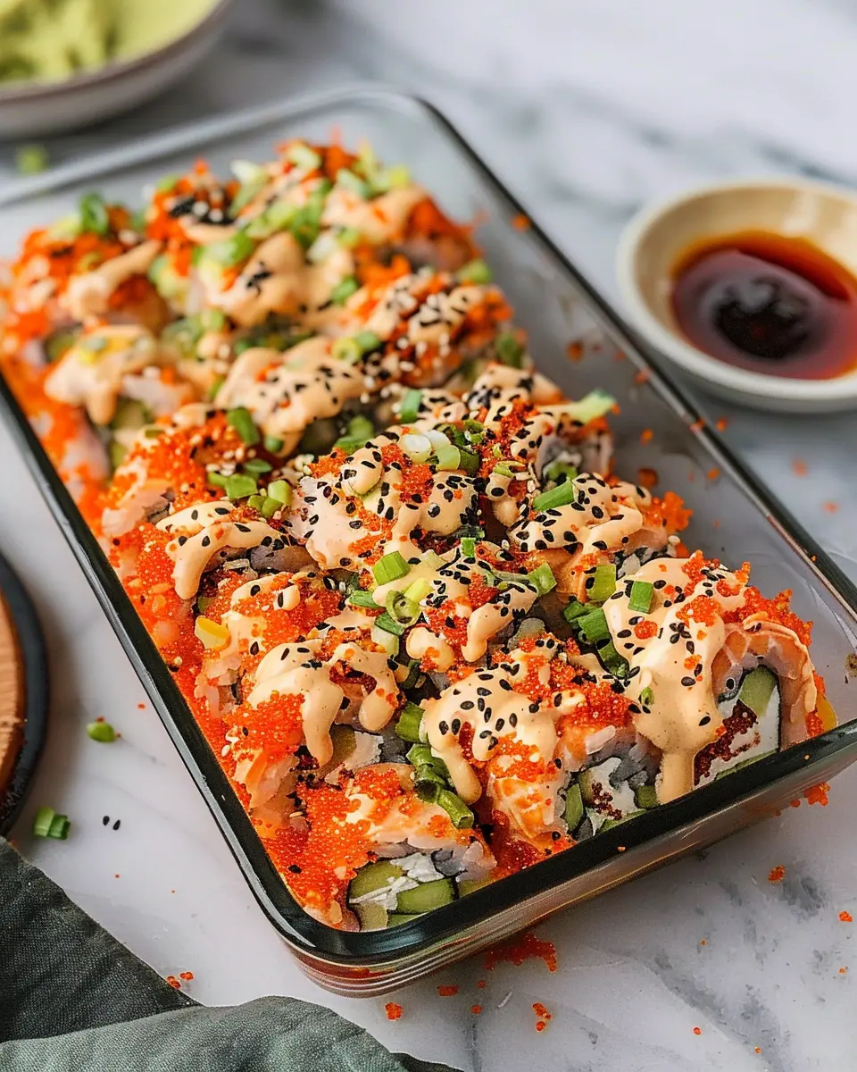 Easy Salmon Sushi Bake: Irresistibly Spicy Mayo Delight