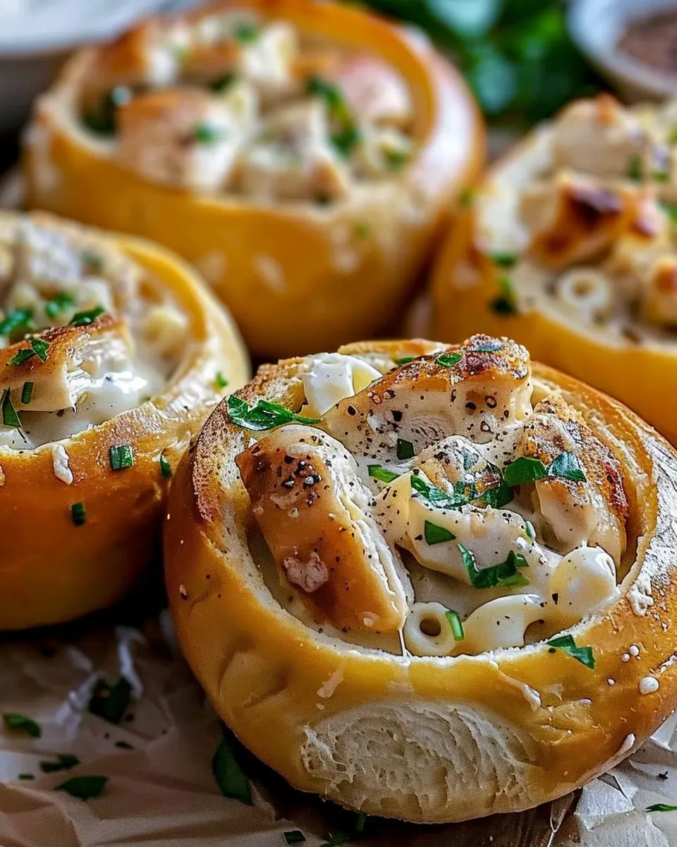 Chicken Alfredo Garlic Bread Bowls: Easy Comfort Food Delight