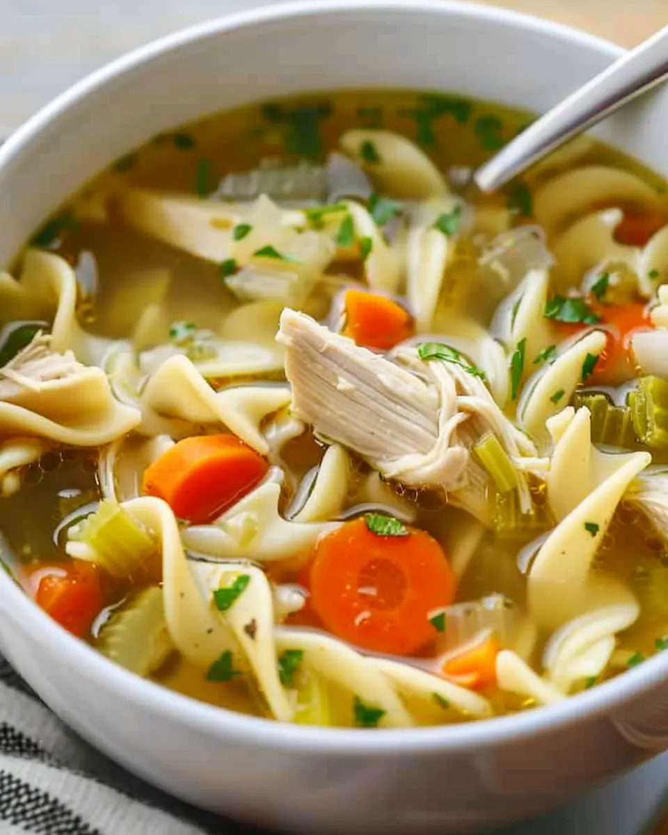 Chicken Noodle Soup Made Easy with Turkey Bacon and Chicken Ham