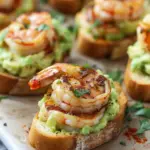 Garlic Shrimp Crostini with Avocado