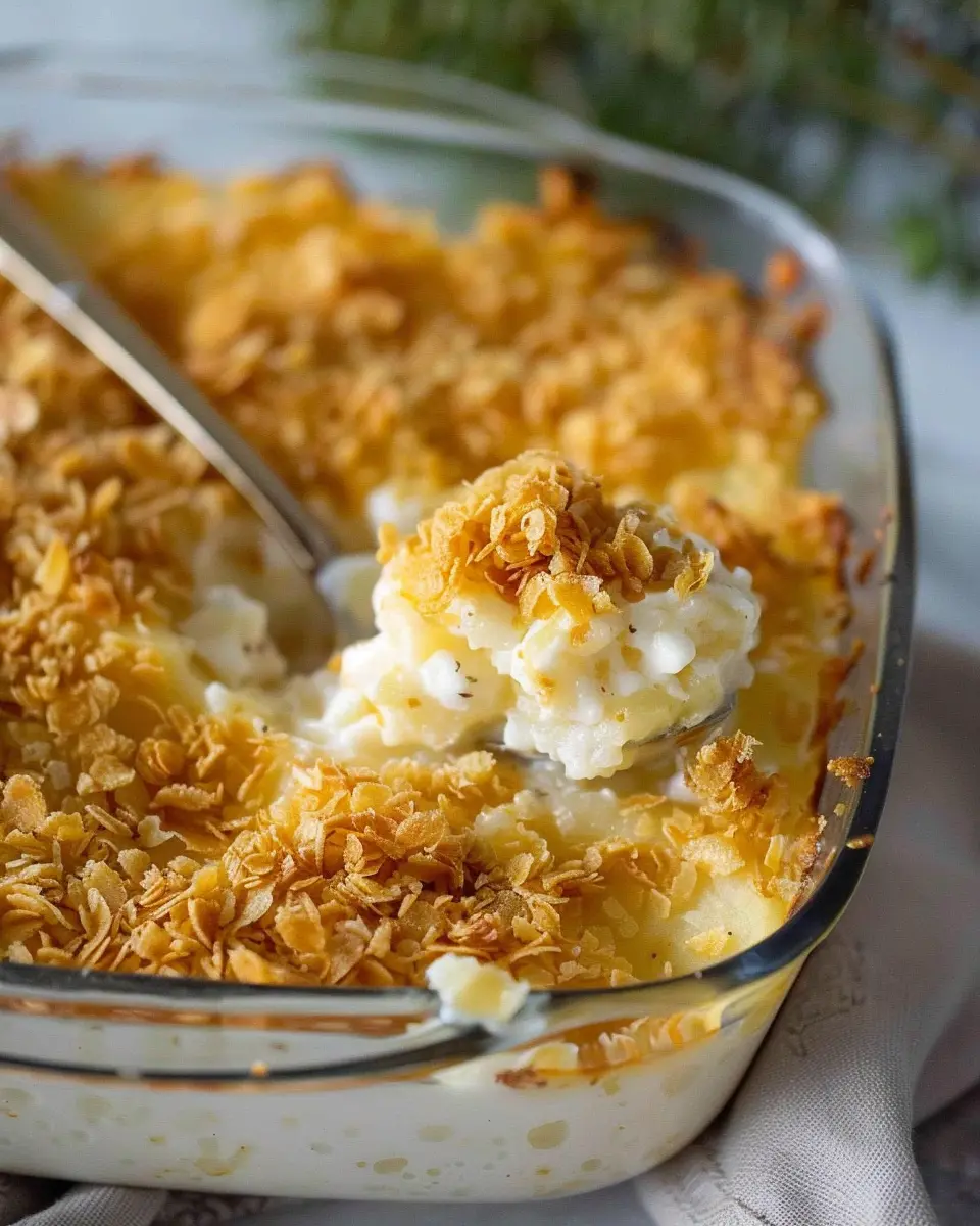 Funeral potatoes: The best creamy dish with Turkey Bacon and Chicken Ham