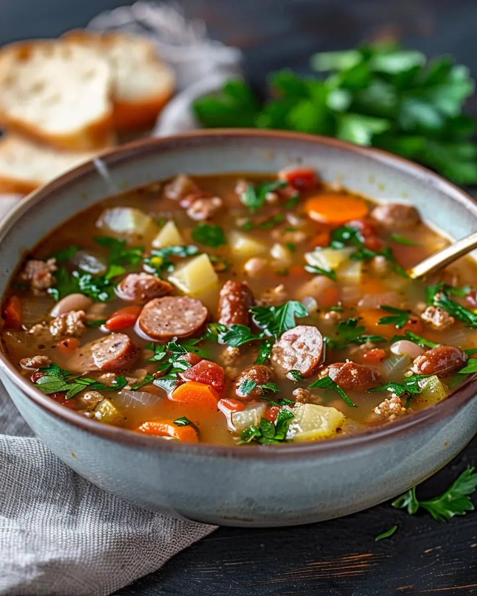Sausage Soup Delight: Hearty and Healthy with Turkey Bacon